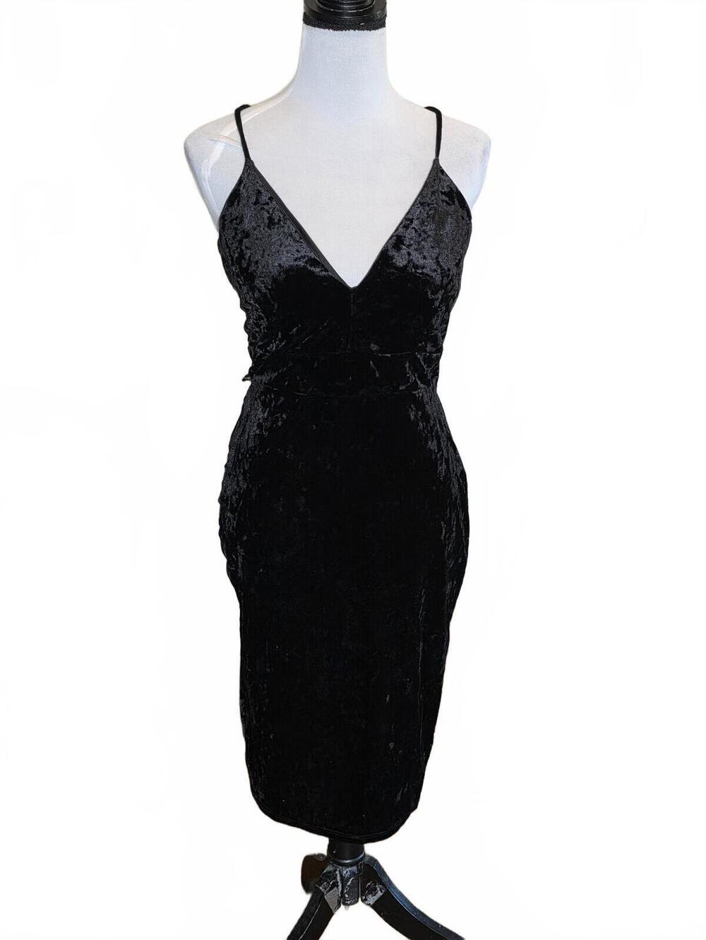 A'gaci Black Velvet Lace Racer Back Dress Sz L